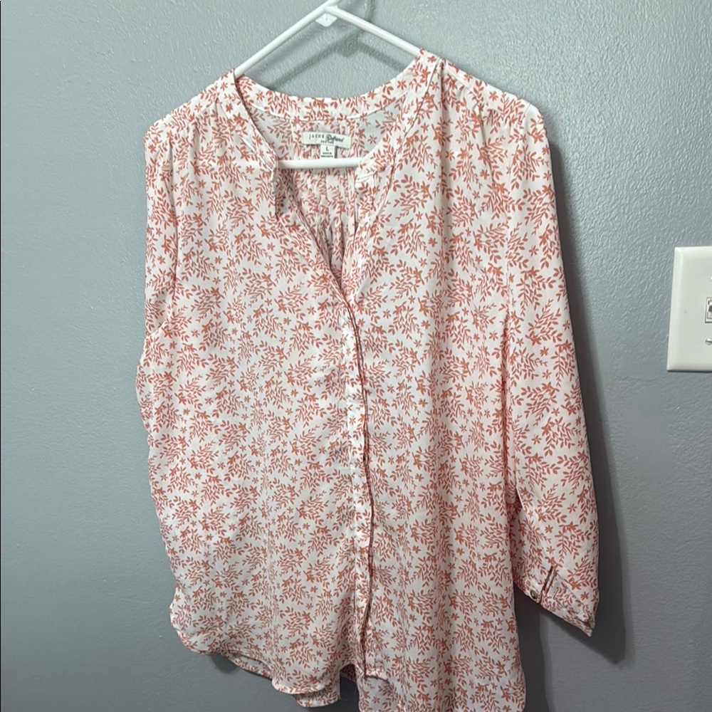 Jachs Orange Mandarin Collar Blouse Relaxed Fit